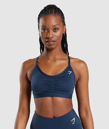 Staniki Sportowe Damskie Gymshark Ruched Granatowe | PL 2870QMA